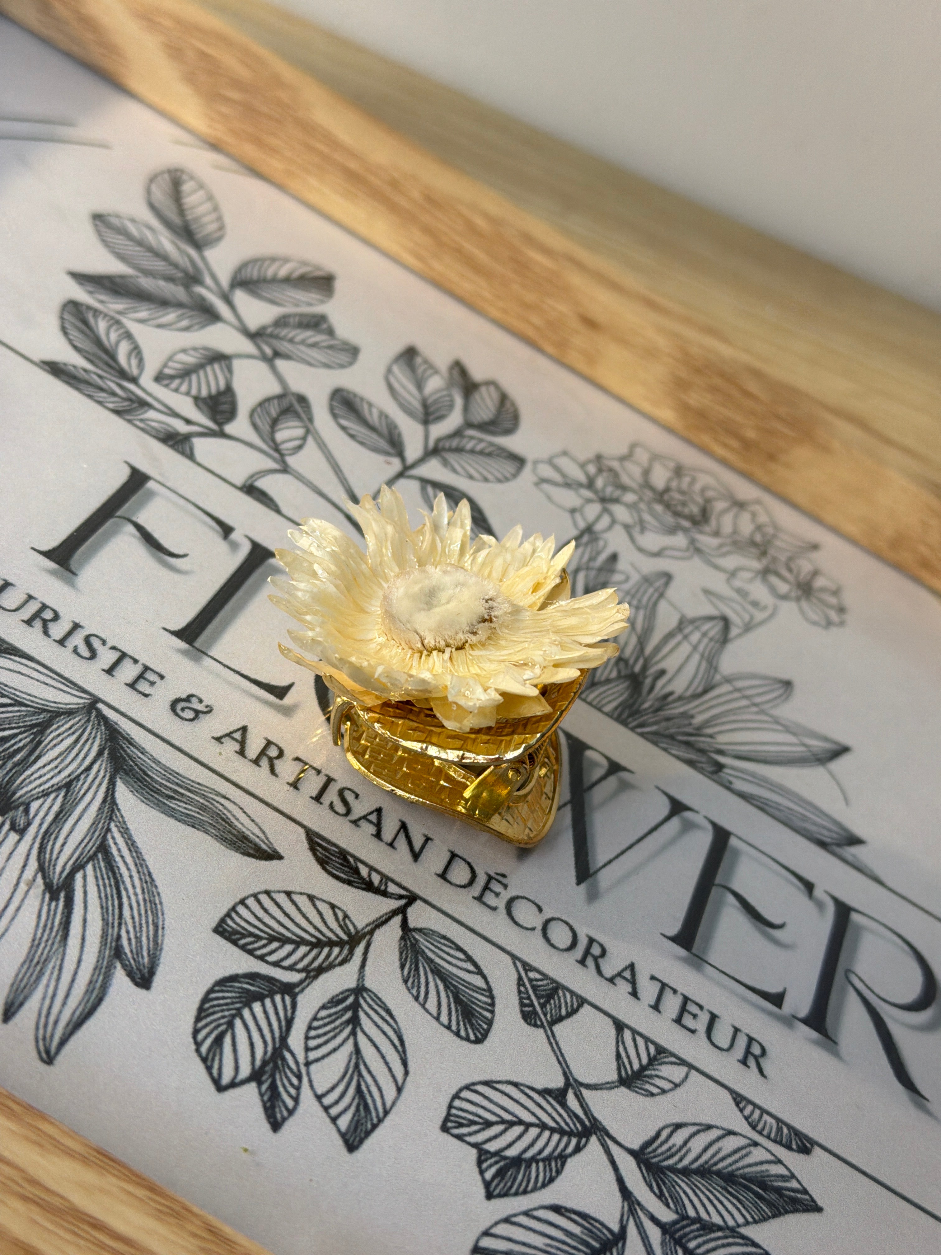 Magnifique pince fleurs séchées en résine