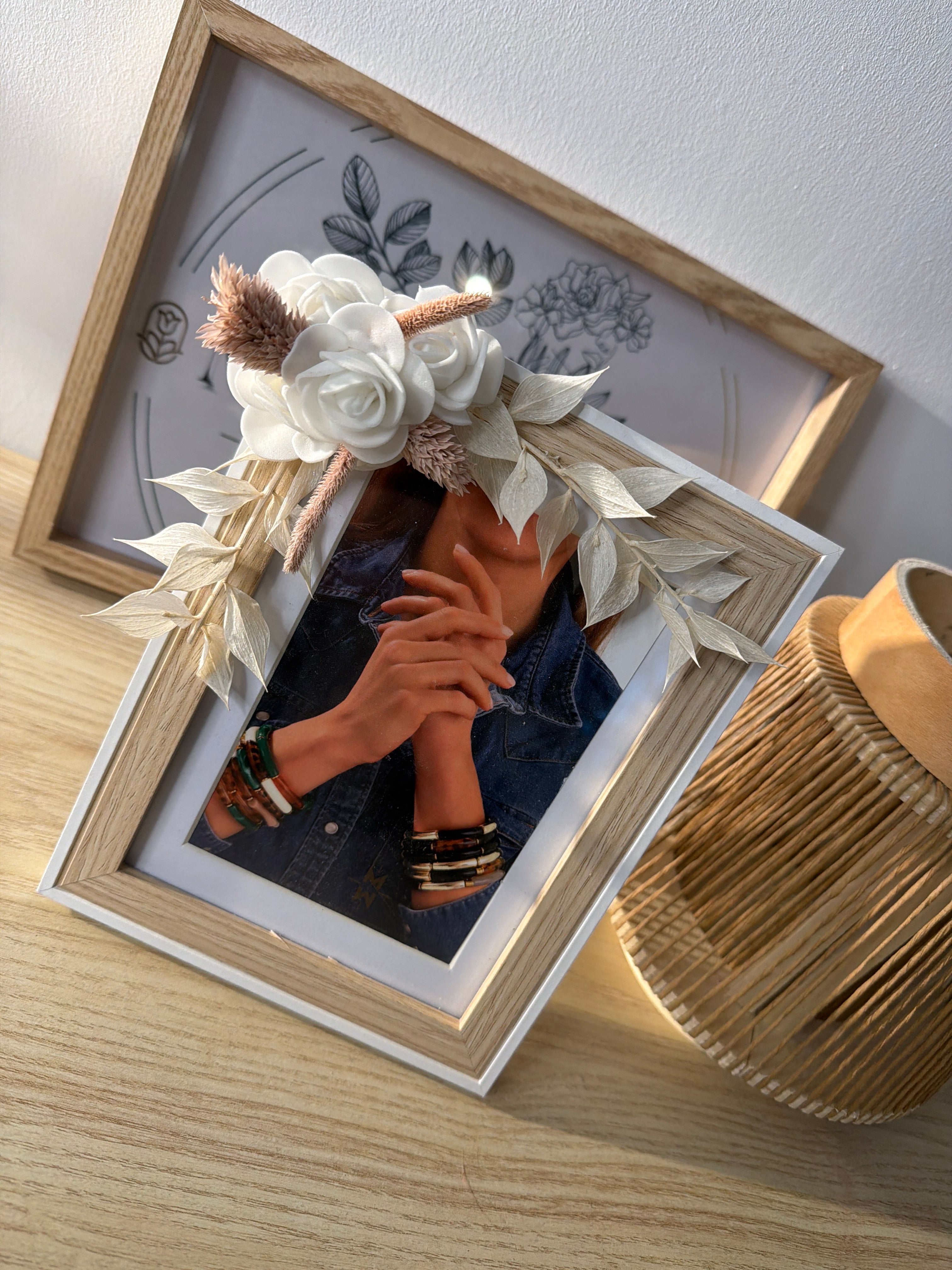 Cadre photo fleurs séchées